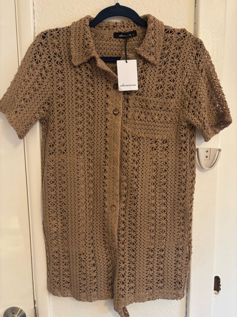Crochet Bathing Suit Romper  size S- New Women | Color: Brown